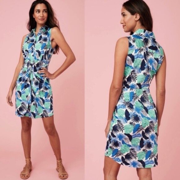 UNTUCKit Dresses & Skirts - Untuckit Floral Palm Print Button Front Wrap Kenzie Dress
